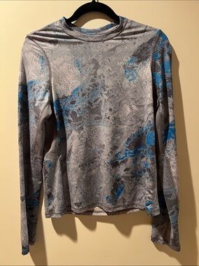 Realtree Gray & Blue Camo Long Sleeve Performance Top
